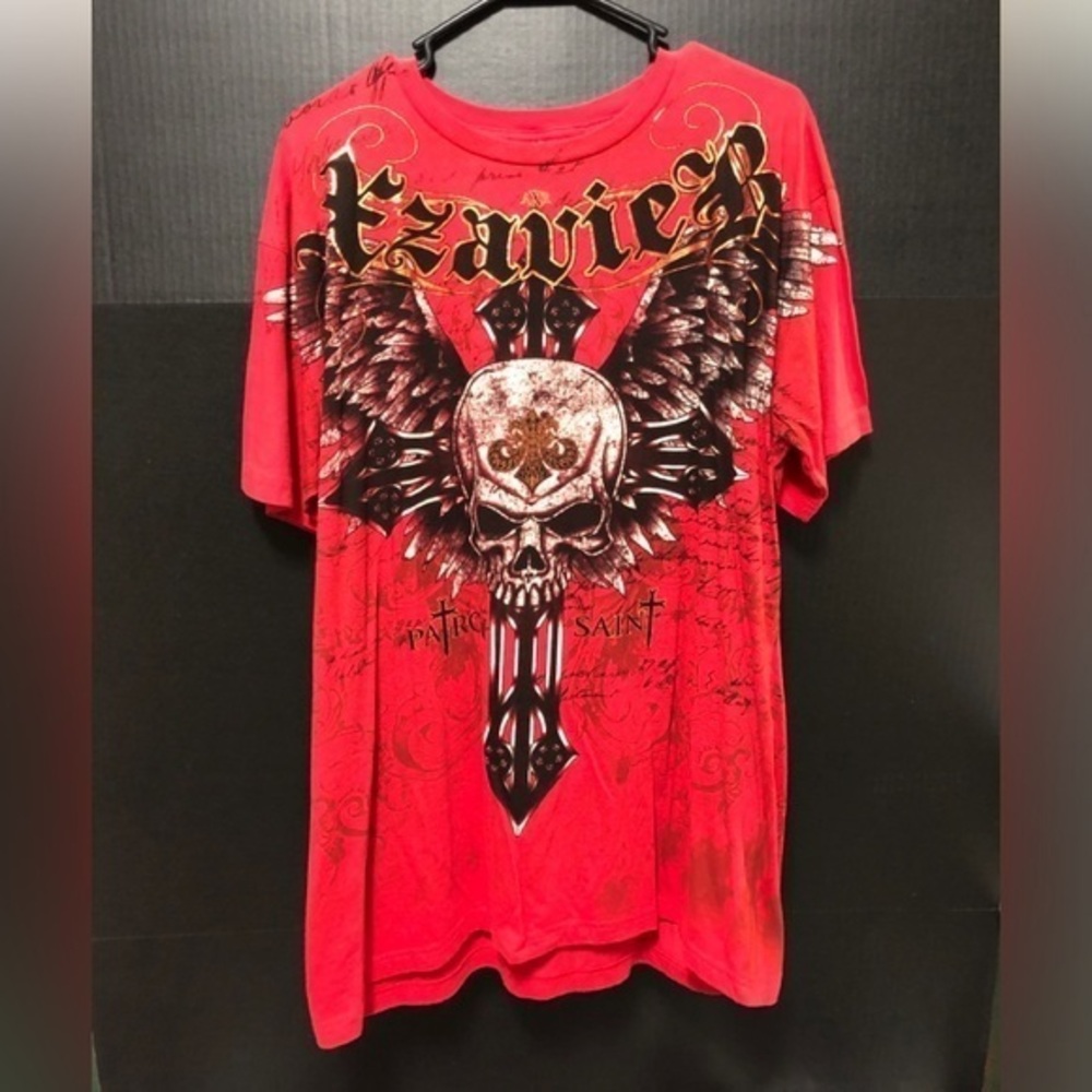 💫Xzavier Red Unforgiven Distressed Cotton T-shirt